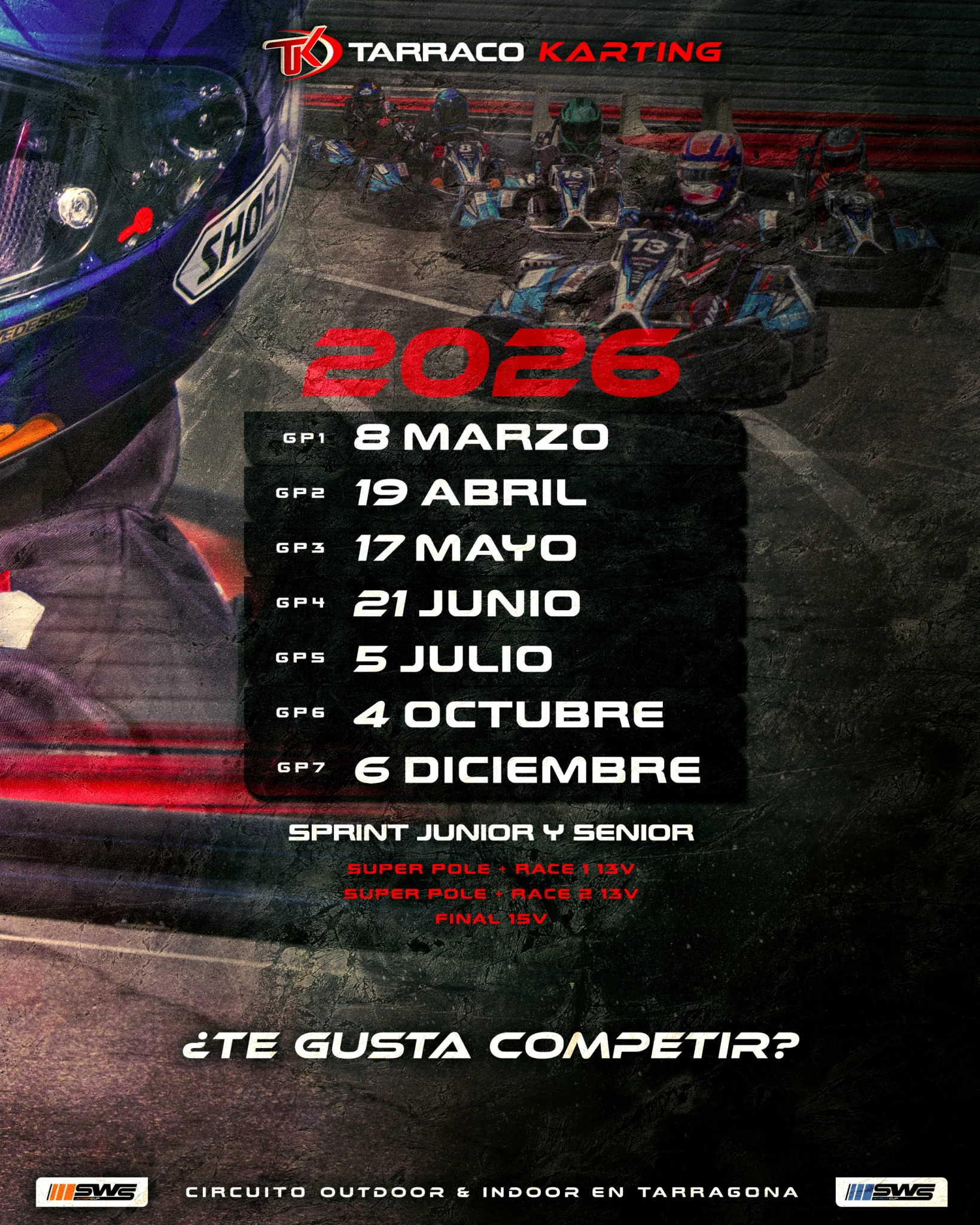 Calendario anual del Campeonato Sprint 2026 en Tarraco Karting